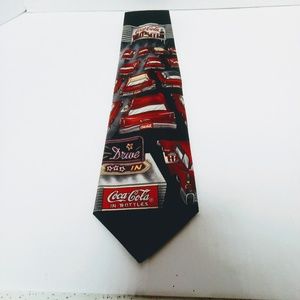 Coca Cola Men's Tie Cars at the Drive-In Black Red